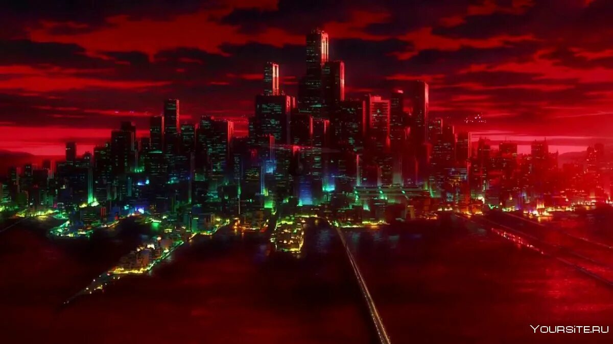 Неон город. Красный город. Город арт. Tokyo red