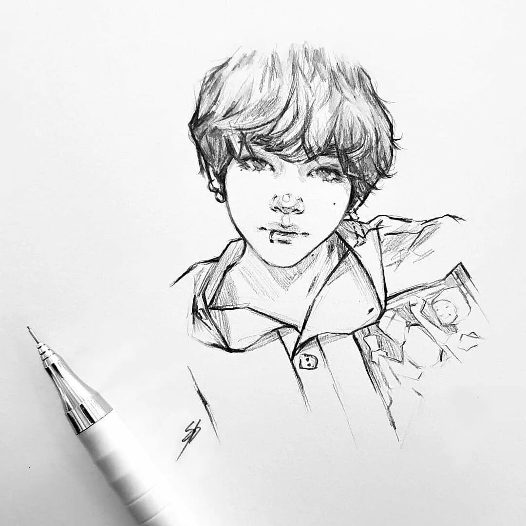 Нарисовать бтс карандашом. Бтс зарисовки тэхён. скетчи bts тэхен. никки скетч бтс. bts тэхён скетчи.