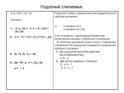 Подобные слагаемые 6