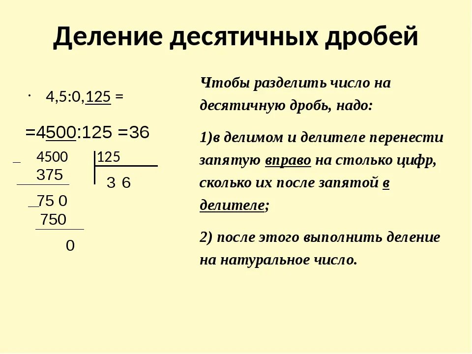 Как делить не целые числа. Как делить десятичные дроби 6 класс. порядок деления десятичной дроби на десятичную дробь. правило деления десятичных дробей на десятичную дробь правило. деление десятичных дробей на десятичную дробь примеры.