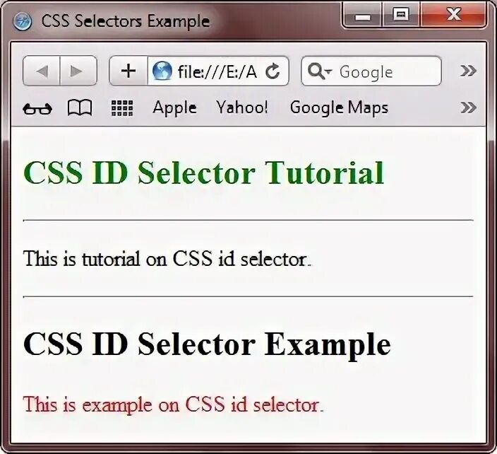 CSS Selectors examples. CSS Selectors. Selector html. Id selector