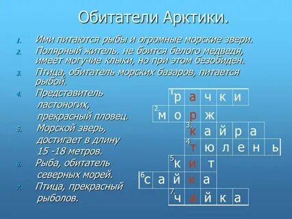 Кроссворд арктические пустыни 4 класс