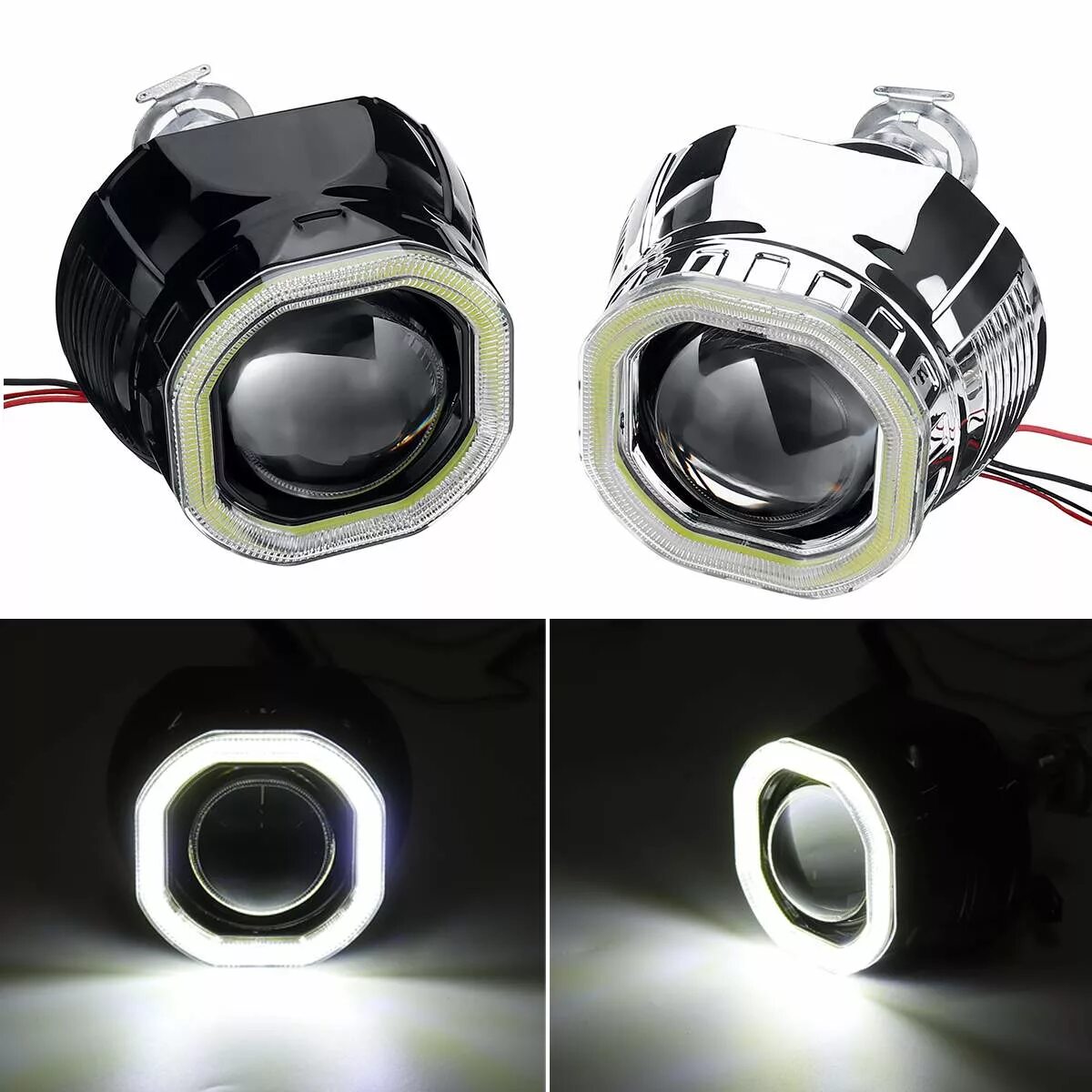 Bi-Xenon Projector Lens Headlight. Bixenon линзы 2,5 дюйма квадратные "Clear Light". Биксеноновая линза н1 с ходовым светом(ангельские глазки.). Мини лед линзы h1.