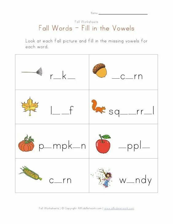 Find missing words. Fall worksheets. autumn words for kids. autumn activities for kids. fall worksheets for kids.