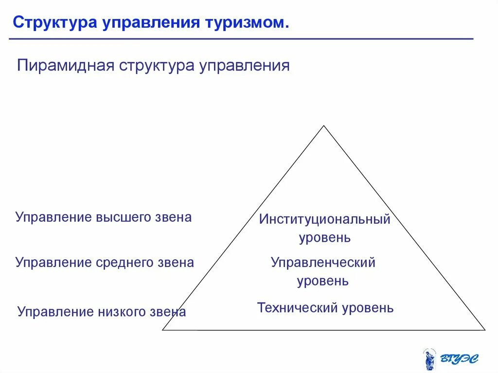 Уровни звеньев управления. Структура управления туризмом. Уровни управления в туризме. Пирамидальная структура организации. Технический уровень управления.