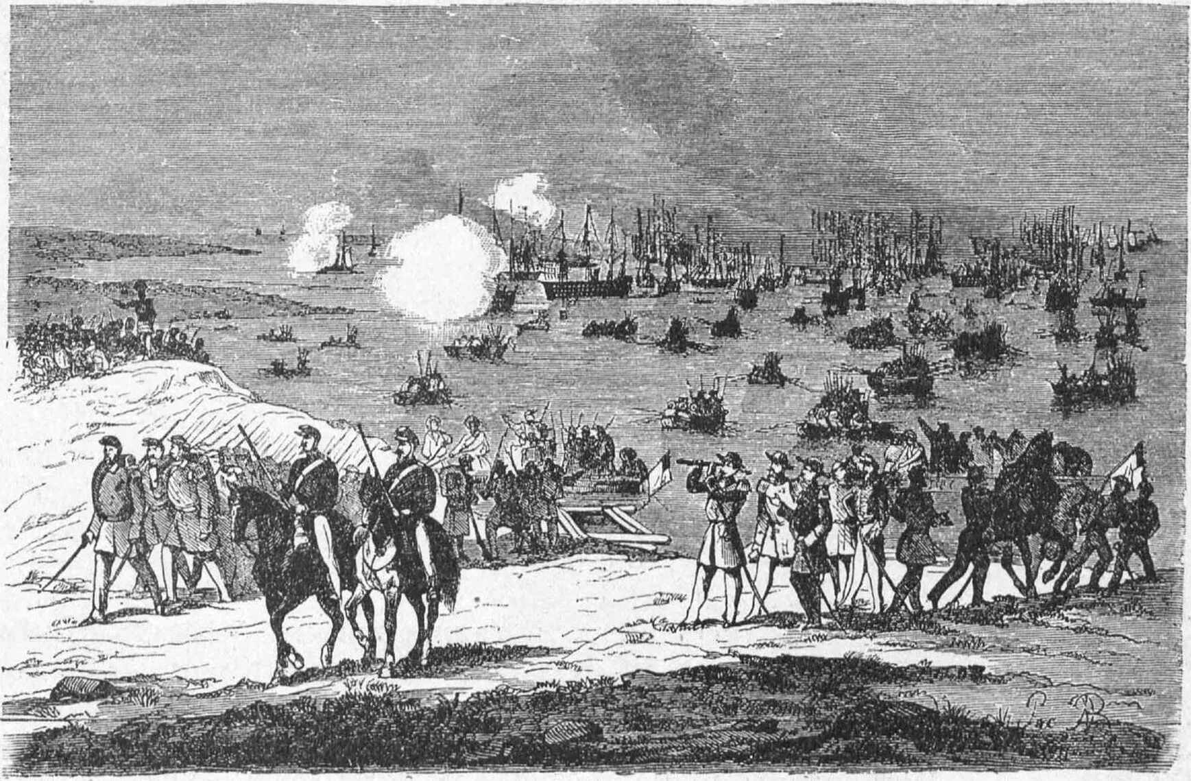 высадка в евпатории 1854. высадка войск в евпатории крымская война. высадка десанта в крыму крымская война 1854. высадка союзников в евпатории. высадка союзников в евпатории.