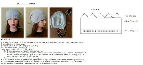 Шапка спицами 58 размера