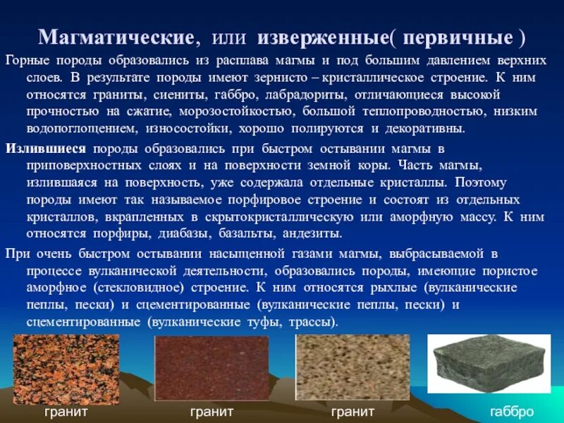 Соберите сведения о горных породах вашего