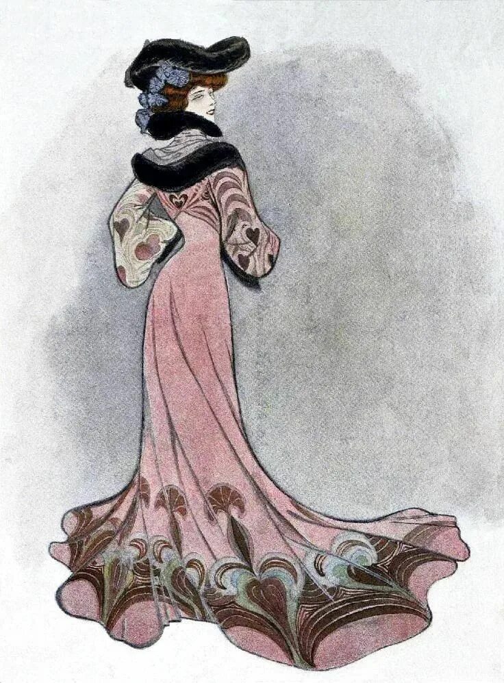 Мода эпохи ар нуво. Модерн ар нуво одежда стиль. Платье Модерн 1910г. Мода эпохи арт нуво.