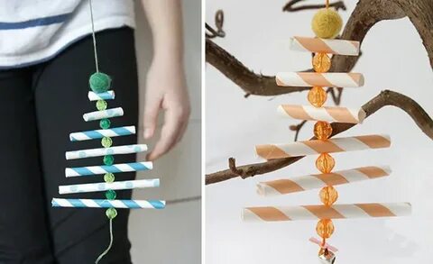 Елочная игрушка из трубочек