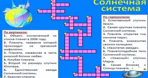 Карликовые планеты кроссворд