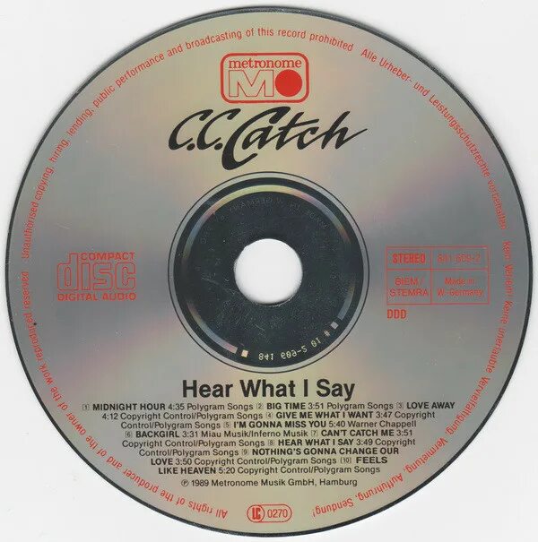 Catch nothing. C c catch hear what i say 1989 album. c c catch 1989 hear what i say. c.c.catch cd. cc catch 1989.