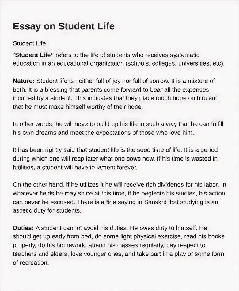 Student essay