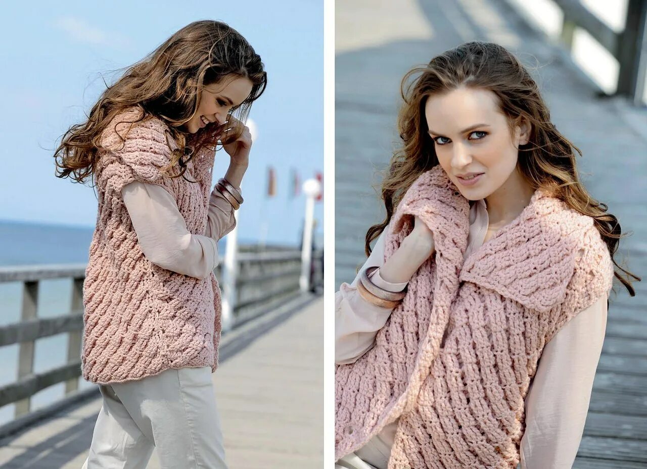 Безрукавка из толстой пряжи. Жилет крупная вязка. Безрукавка из толстой пряжи. Вязаные жилеты из толстой пряжи спицами. Вязаные безрукавки спицами из толстой пряжи.