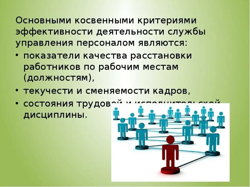 Управление эффективностью работы персонала. Косвенные показатели эффективности работы службы персонала. Эффективность службы управления персоналом. Показатели эффективности кадровой службы. Показатели эффективности деятельности для службы персонала.