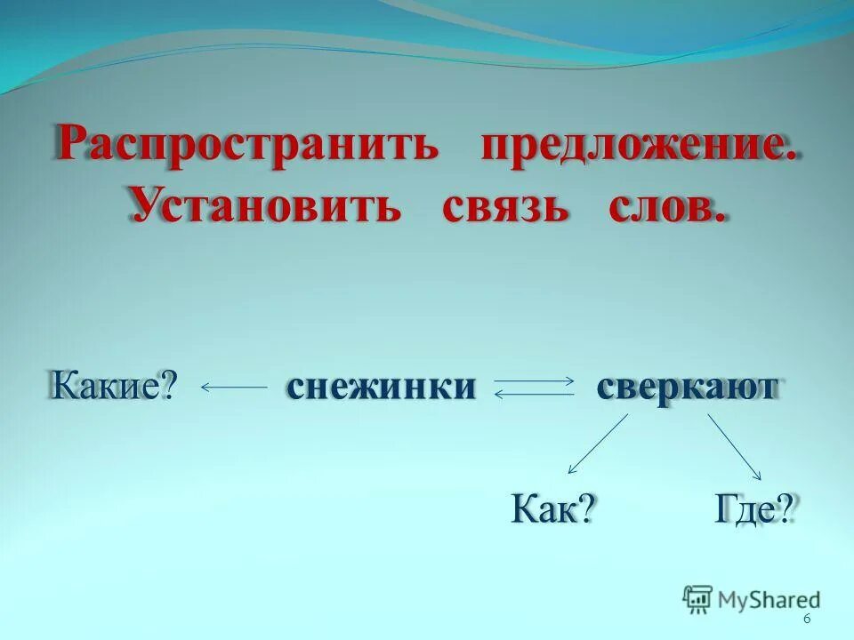 Установить связь слов в предложении