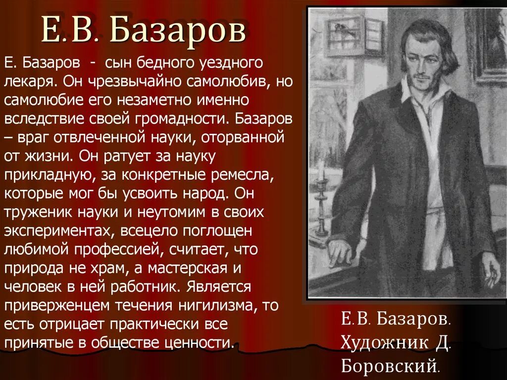 Персонаж тургеннва "отцы и дети". Базаров.