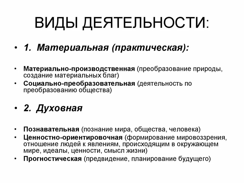 Что означает основной вид деятельности. Виды деятельности в обществознании практическая. Деятельность материальная и духовная таблица. Материальная деятельность это в обществознании. Виды деятельности материальная и практическая.