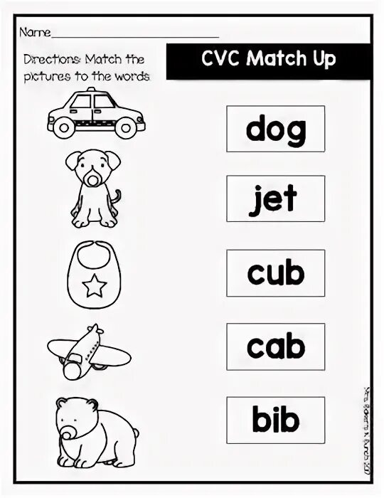 Match the words fun. Match the Words. CVC Word Match. Match the Words with the pictures. - At CVC matching.
