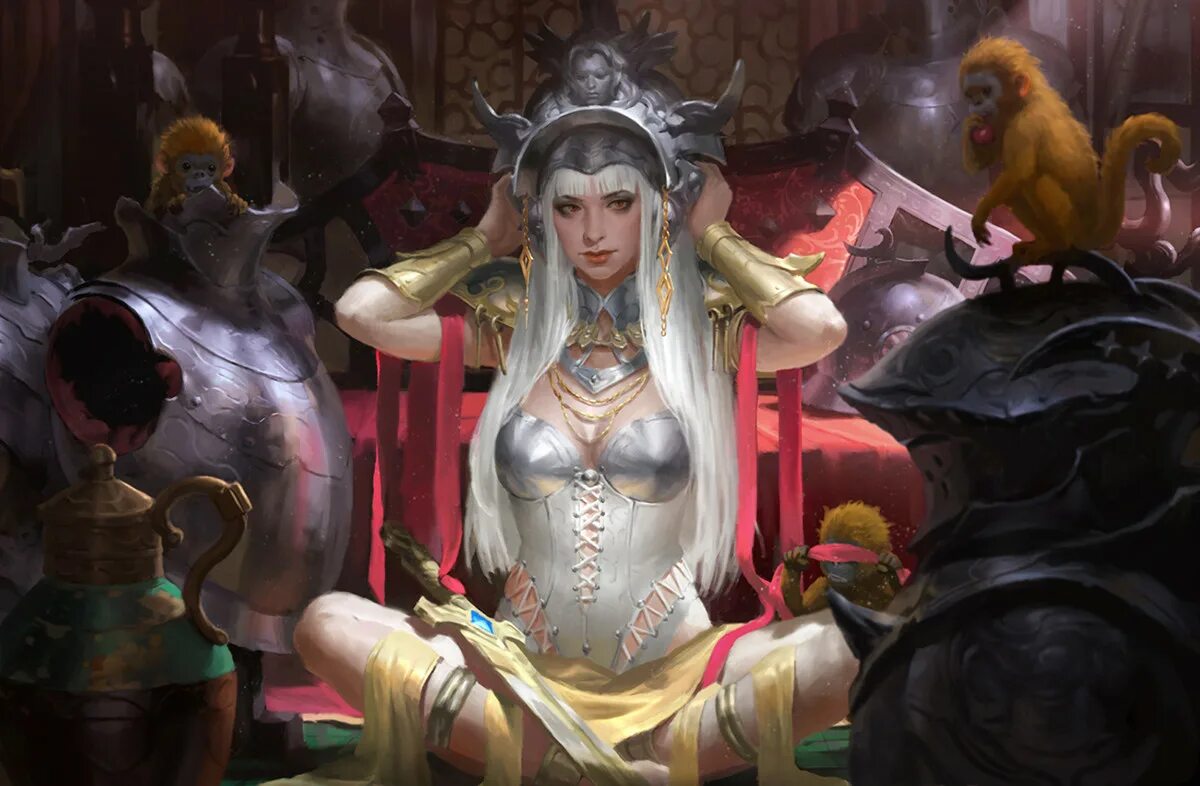 Башня и жрица. Художник kilart. королева на троне арт фэнтези. женщина на троне. жрица арт фэнтези.
