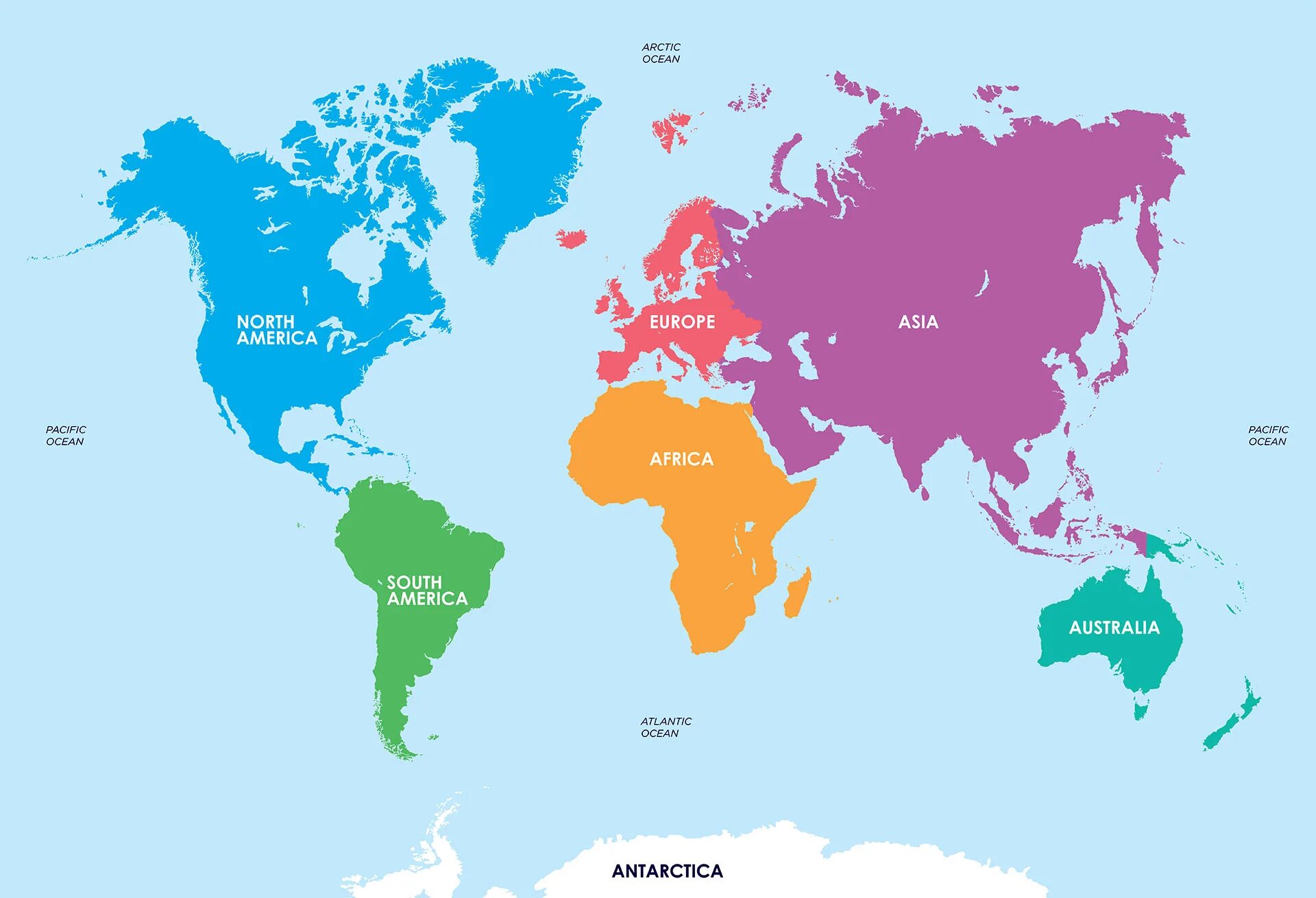 Цвета континентов на карте. Разделение по континентам. Two continents