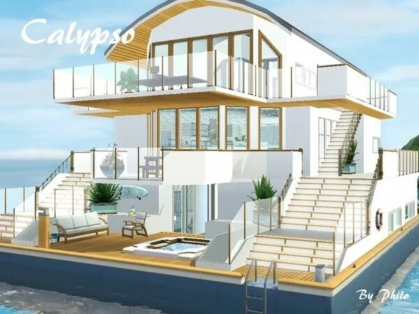 Море схем дома Sims House's House on the water with butterflies Sims house, House on the water,