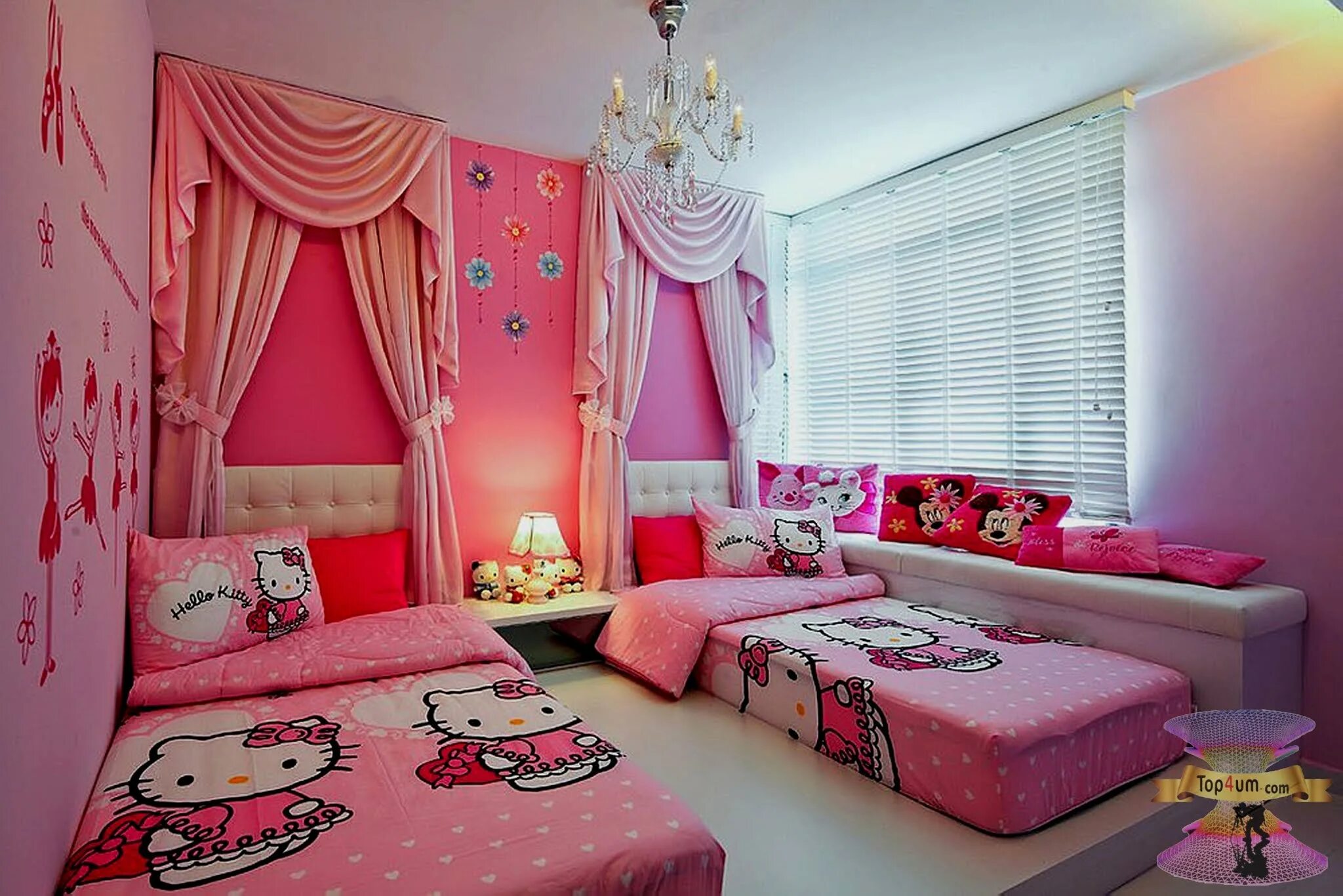 Красивая комната для девочки. Хелло Китти комната. Комната для девочки Хеллоу Китти. Комната в стиле Хеллоу Китти. Спальная комната Хеллоу Китти.