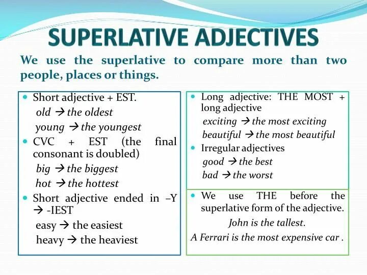 Superlative adjectives. Comparatives and Superlatives. Comparative and Superlative adjectives. Superlative adjectives примеры.