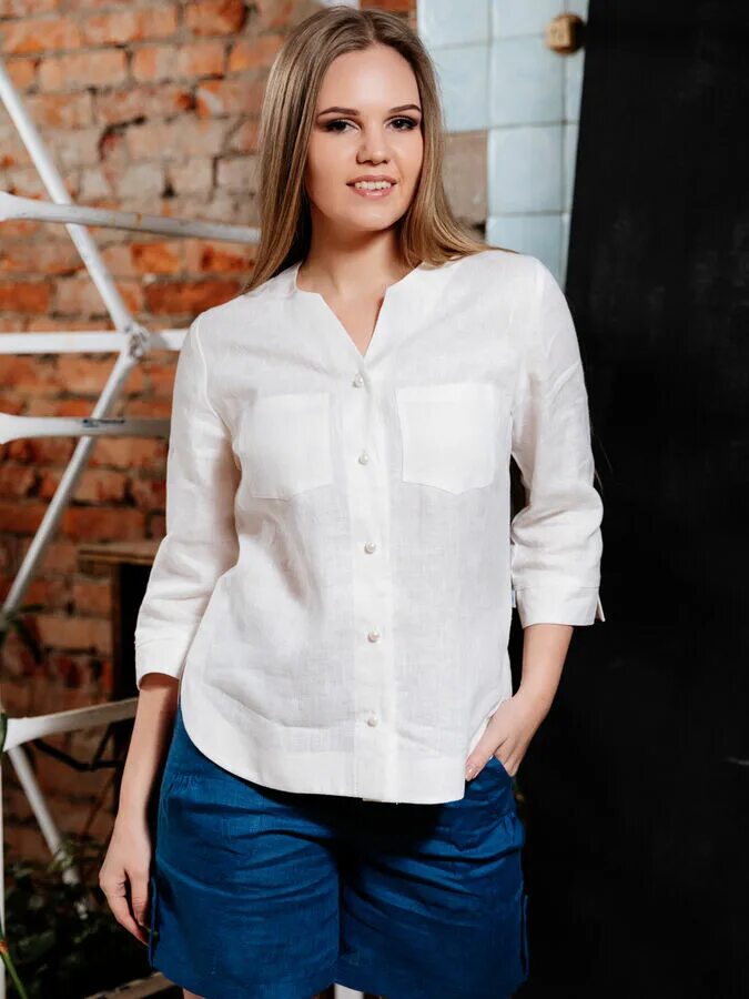 Женская блуза с воротником стойкой. Нарядная кофточка. Белая блузка оджи. P. Блузки с кисой.