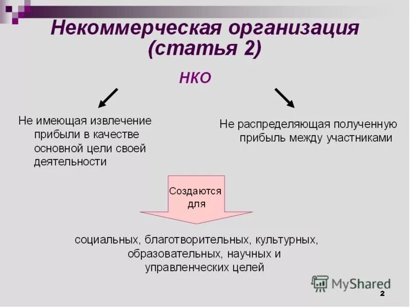 Организация не имеющая извлечение прибыли