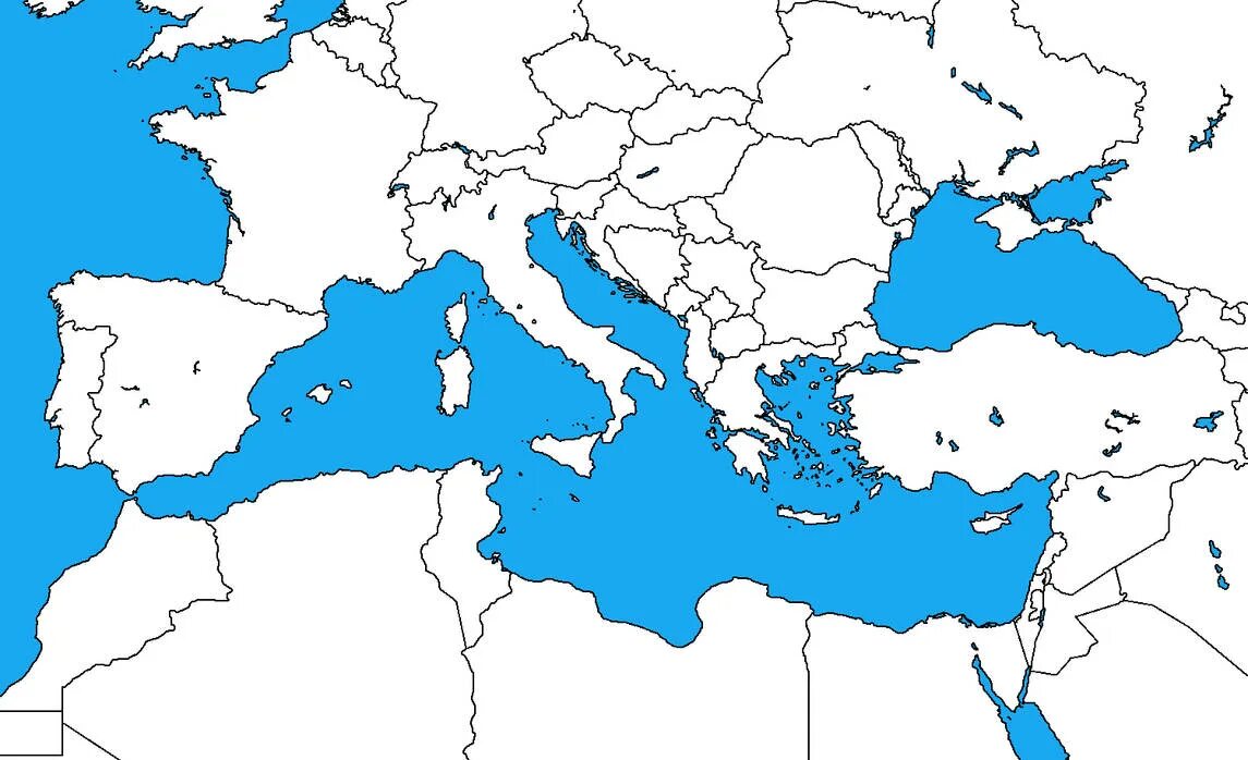 Контурная карта Европы и Средиземноморья. Mediterranean Sea Map. Средиземное море karta. Средиземноморский регион. Северное средиземноморье