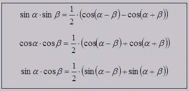 Формулы умножения синусов и косинусов. Синус умножить на синус формула. Произведение синусов и косинусов формулы. Преобразование произведения синусов и косинусов в сумму. Синус альфа умножить на синус бета