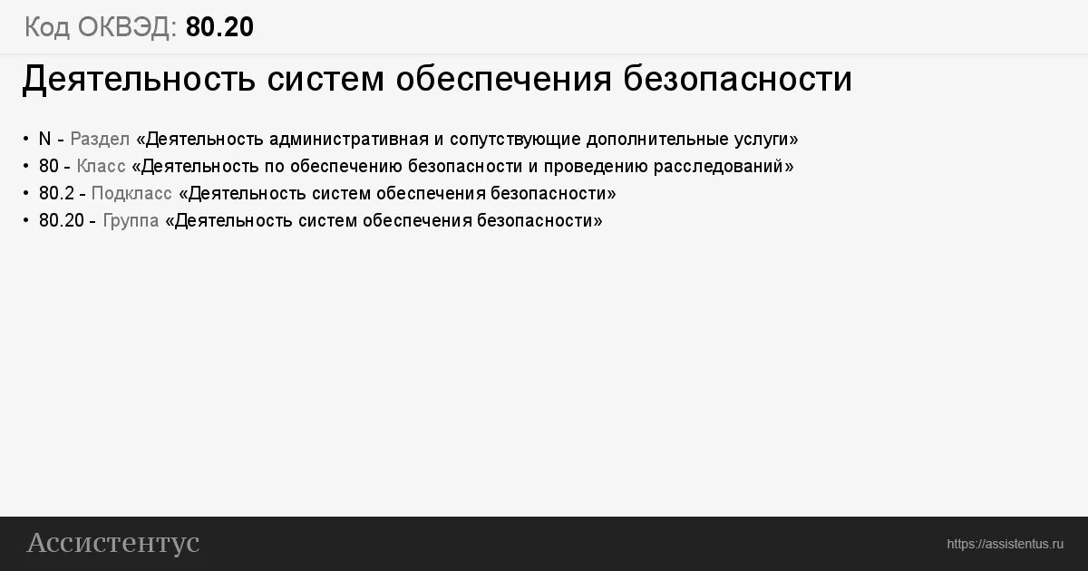 Администрация оквэд. 80.20 Деятельность систем обеспечения безопасности. ОКВЭД 80.20 расшифровка. ОКВЭД 80.10 расшифровка. По ОКВЭД 80.21.2.