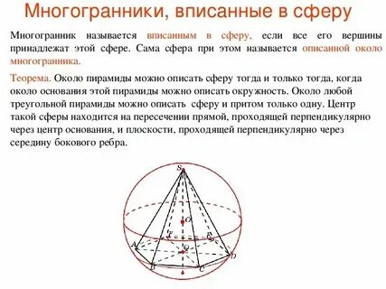 Сфера описанная около правильной пирамиды