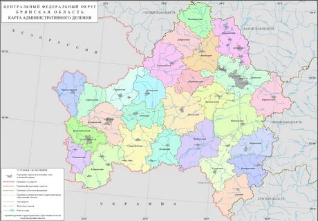 Карта Брянской области (Россия) на русском языке, расположение на карте мира с г