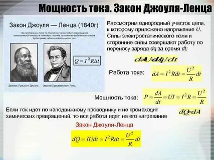 Мощность постоянного тока законы джоуля ленца