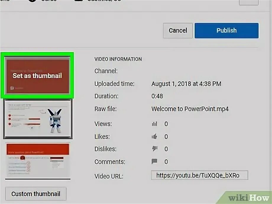 Set thumbnail. Set thumbnail
