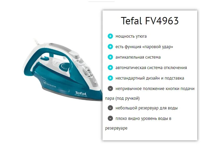 Функции парового утюга