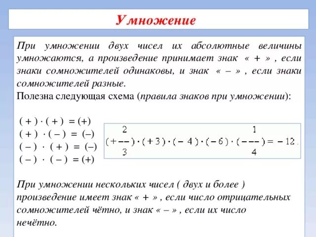 Произведение двух чисел с разными знаками. Знаки при умножении и сложении чисел. Правило умножения отрицательных чисел и чисел с разными знаками. Умножение чисел с одинаковыми и разными знакамм. Умножение одинаковых чисел на разные числа.