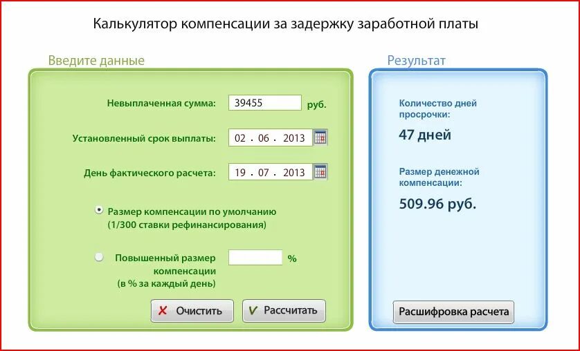 Размер компенсации за задержку зарплаты. Как рассчитать компенсацию за задержку выплаты. Как рассчитать компенсацию за задержку заработной платы. Формула расчета денежной компенсации за задержку заработной платы.