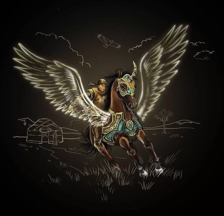 Winged horse. Тулпар мифология. Акбузат конь крылатый. Тулпар Казахстан. Толпар крылатый конь.