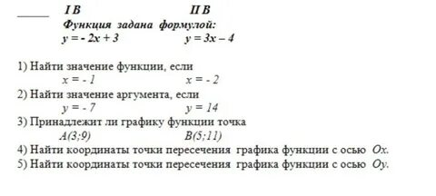 График линейной функции самостоятельная