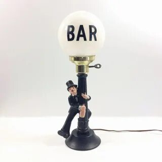 Vintage Bar Lamp Post Drunk with Charlie Chaplin.