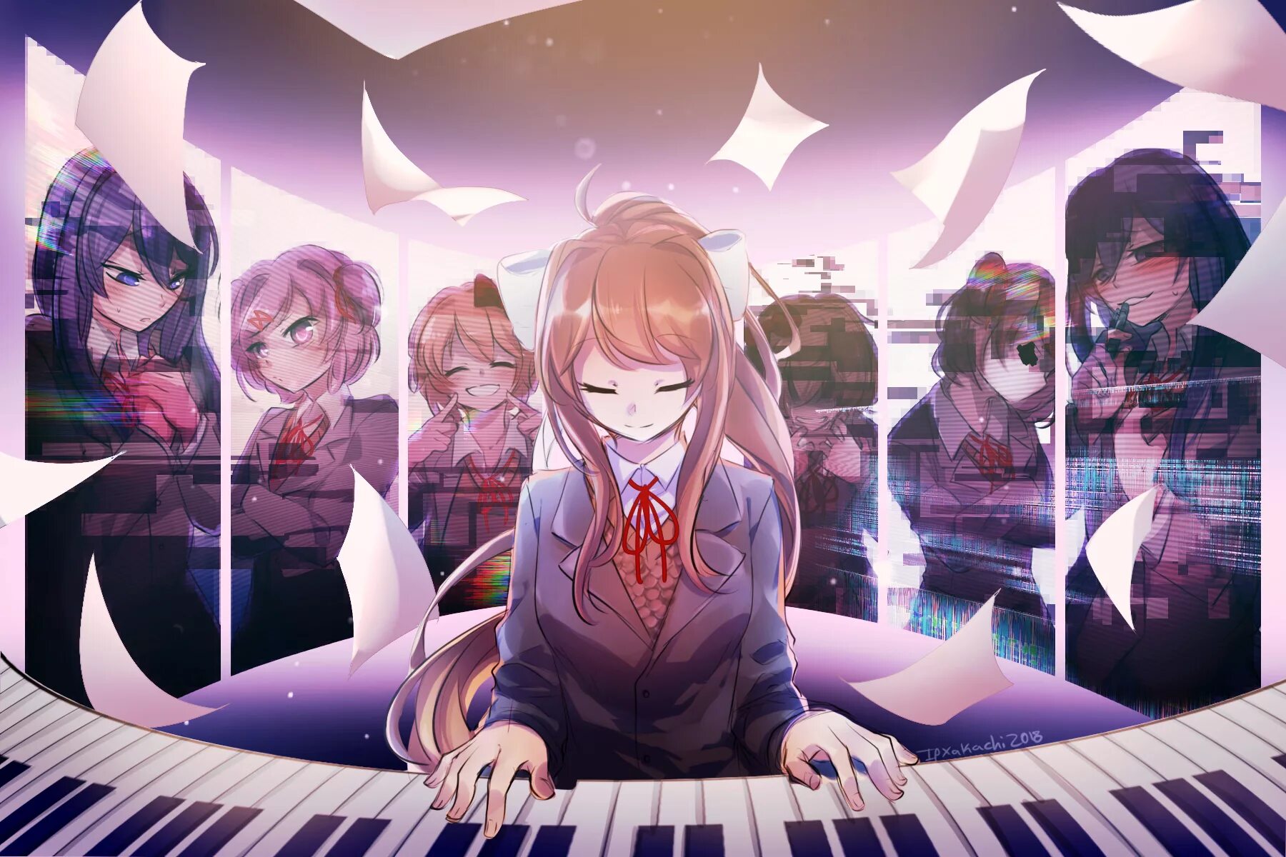 Концовка доки доки литературный. Новелла ДДЛК. Doki Doki Literature Club Monika. DDLC Monika Art.