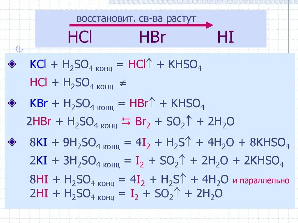 Kbr hcl. HCL h2so4 конц. Ki h2so4 конц ОВР. KCL h2so4 конц. Hbr h2so4 конц.