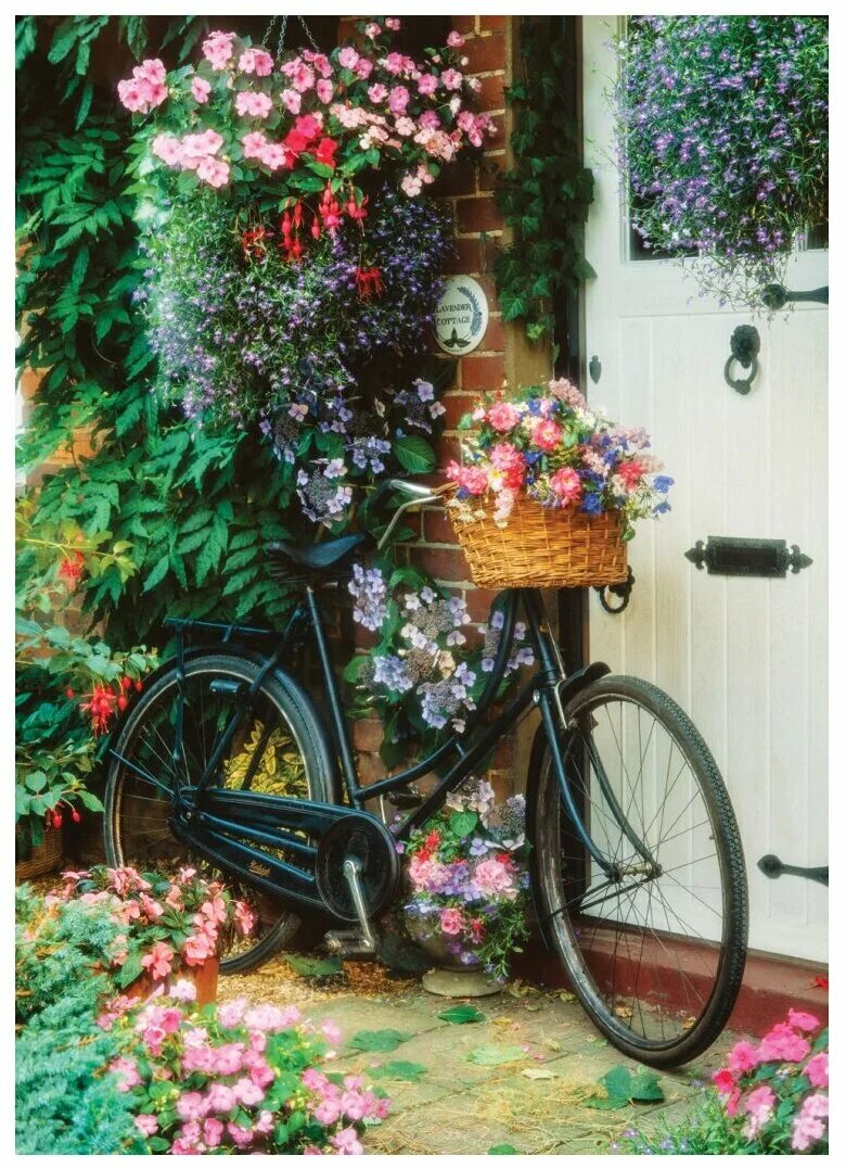 Велосипед в цветах зеленый. Пазл Educa велосипед с цветами (17988), 500 дет.. Велосипед с цветами. Велосипед с цветами декор. Декоративный велосипед для сада.