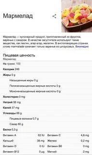 Сколько ккал в мармеладках