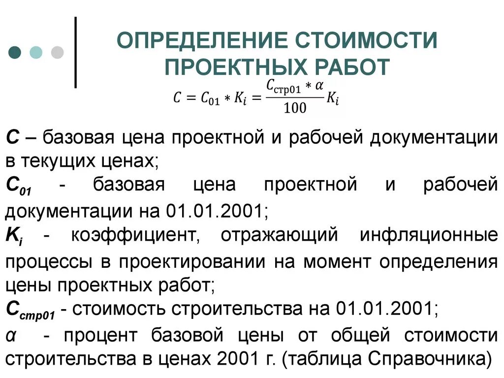 Стоимость псд. Формула расчета стоимости проектирования. Формула для определения проектных работ. Определение стоимости проектных работ. Оценка стоимости проектирования.