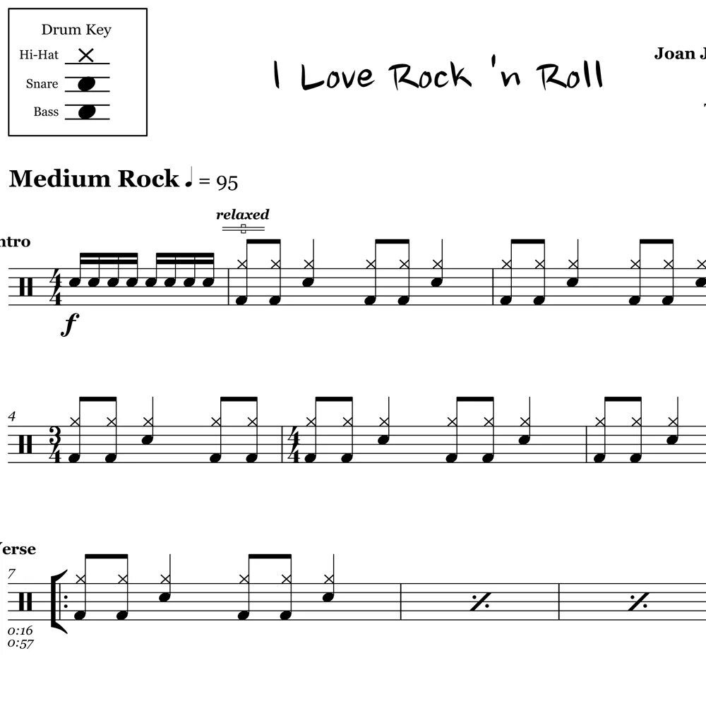 Rock i roll. I Love Rock ’n’ Roll (Joan Jett)1982. Рок н ролл Ноты. Рок н ролл барабаны Ноты. Партия барабанов рок н ролл Ноты.