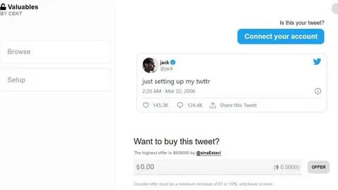 CEO Twitter Jack Dorsey melelang twit perdananya.